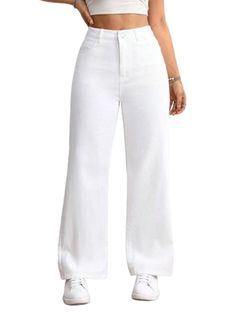 White Minimalist Wide-Leg Jeans