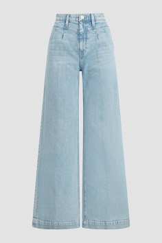 Wide-Leg Denim Jeans-Light Blue