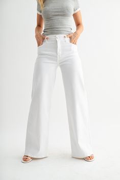 White Minimalist Wide-Leg Jeans
