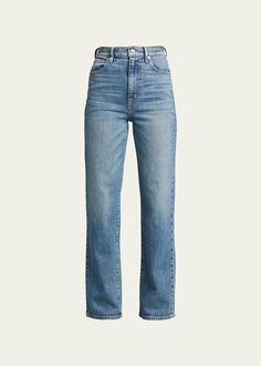 Straight-Leg Light Blue Denim Jeans