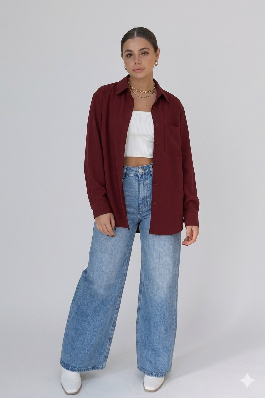 SHIRT WITH WIDE LEG JEANS