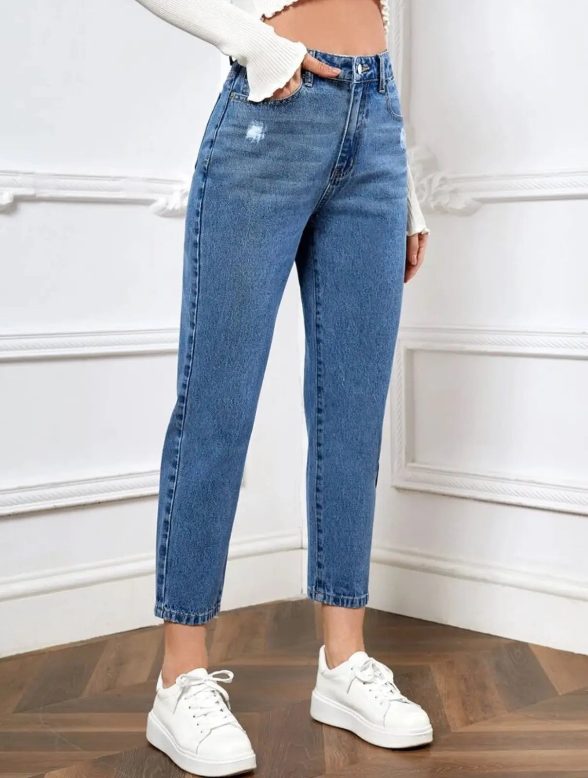 Straight-Leg Blue Jeans for Women