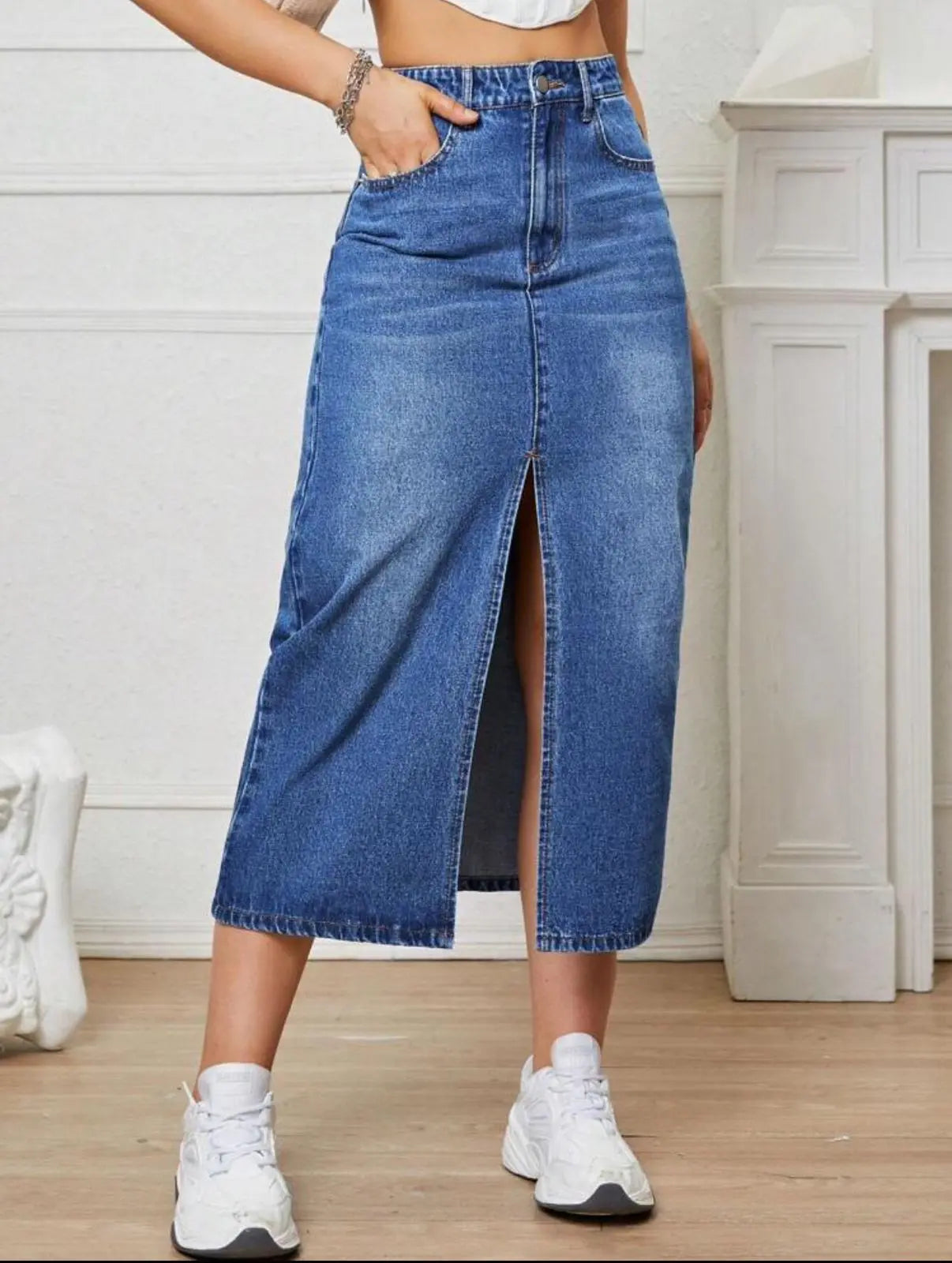 Denim Skirts For Women's-Classic Blue
