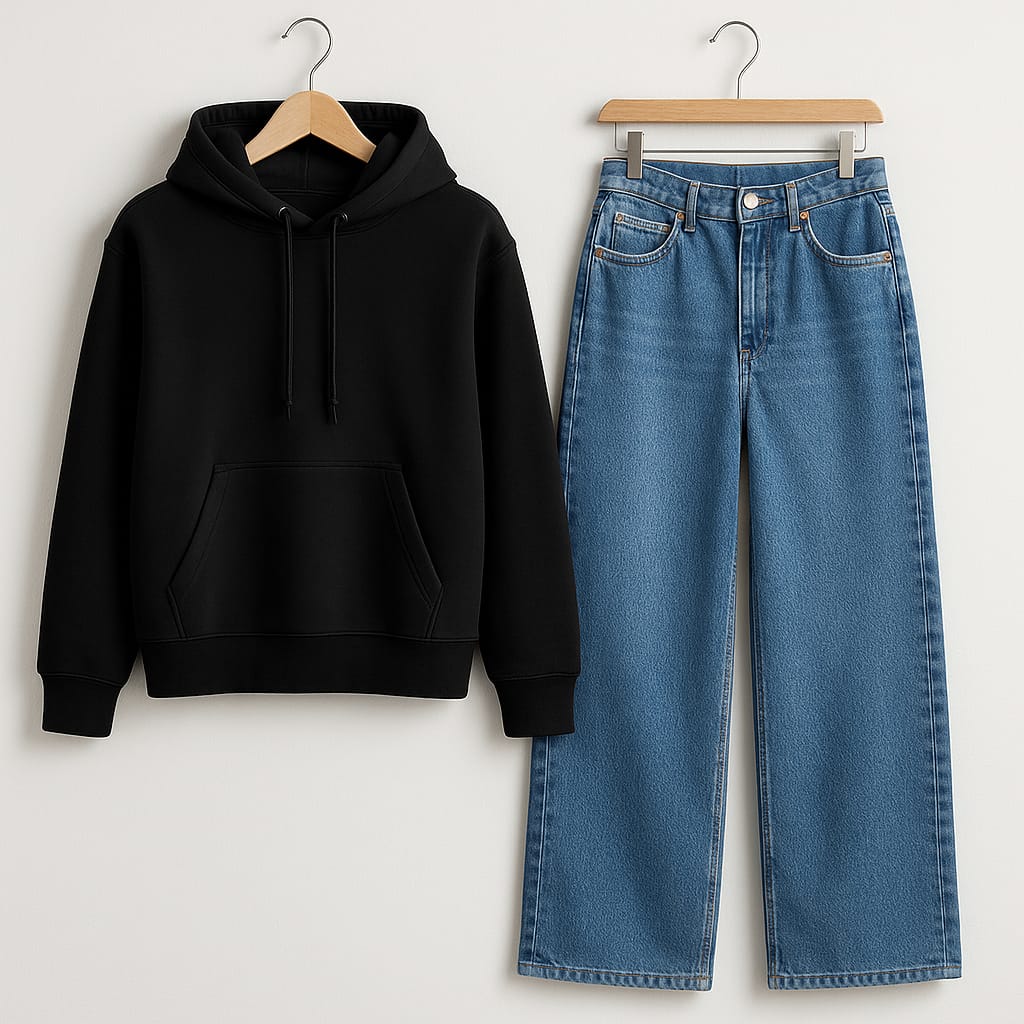 Hoodie with Mid Blue Jeans