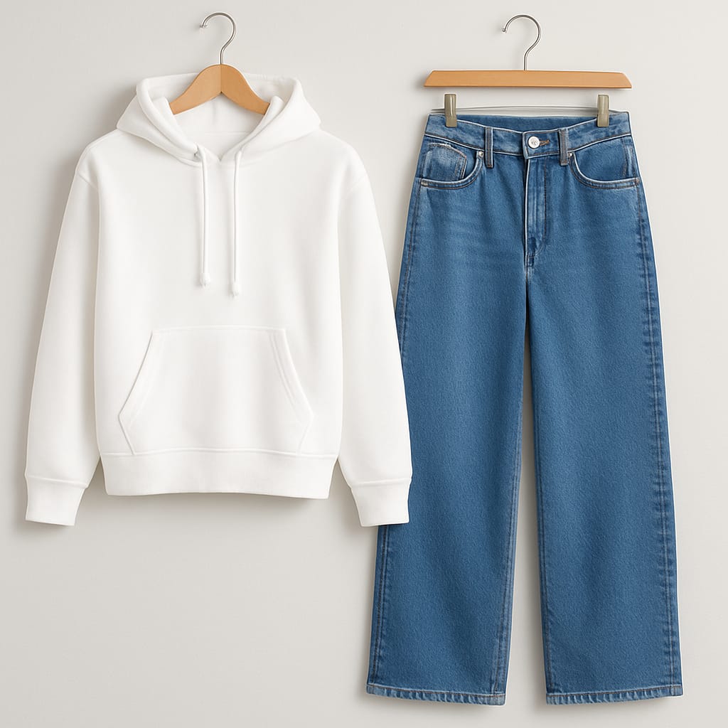 Hoodie with Mid Blue Jeans