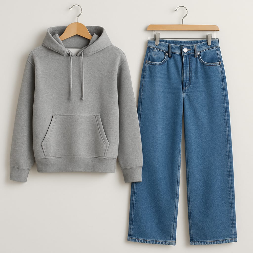 Hoodie With Mid Blue Jeans
