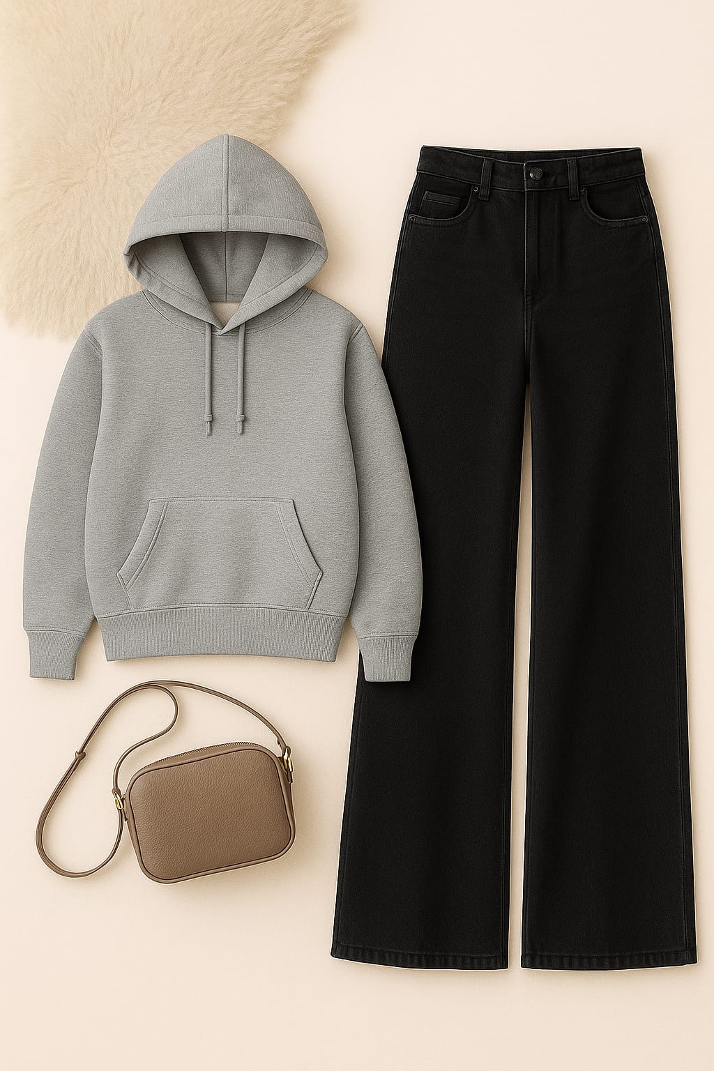 Hoodie With Black Wide Leg Jeans