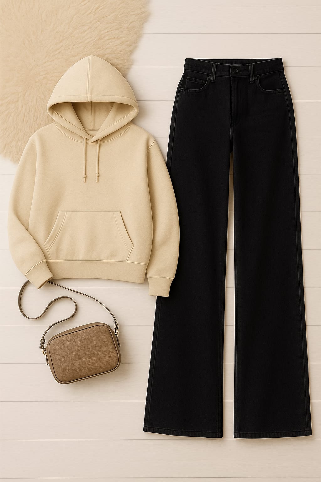 Hoodie With Black Wide Leg Jeans