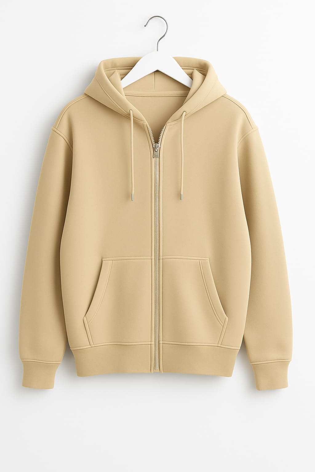 Beige Zipper Hoodie