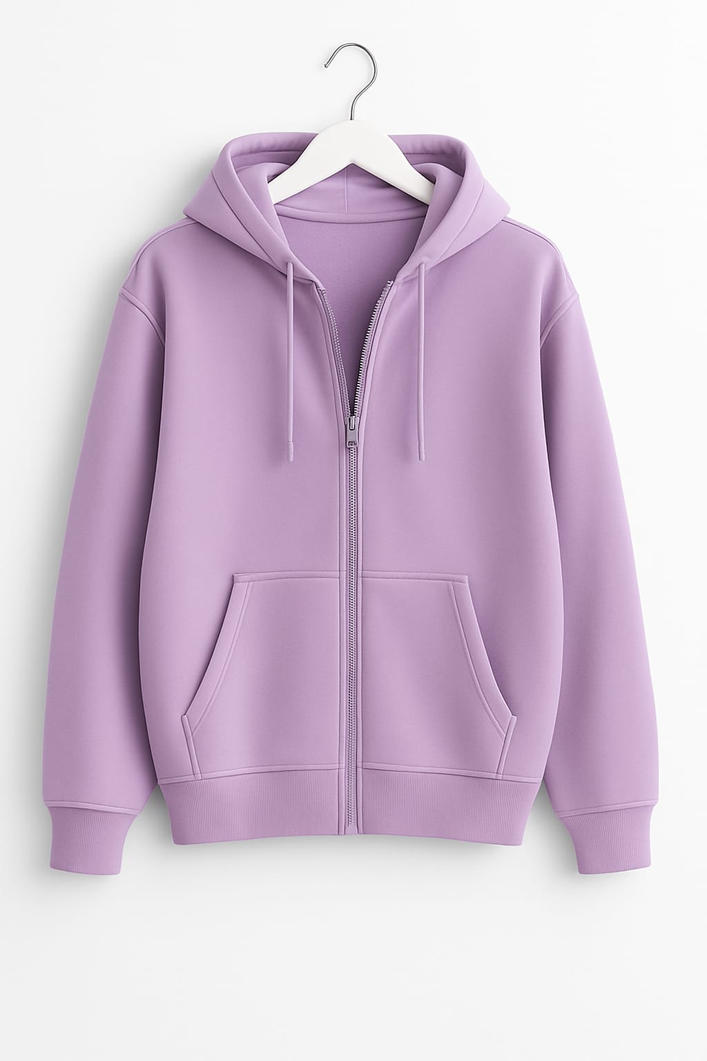 Basic Loose Fit Zipper Hoodie.