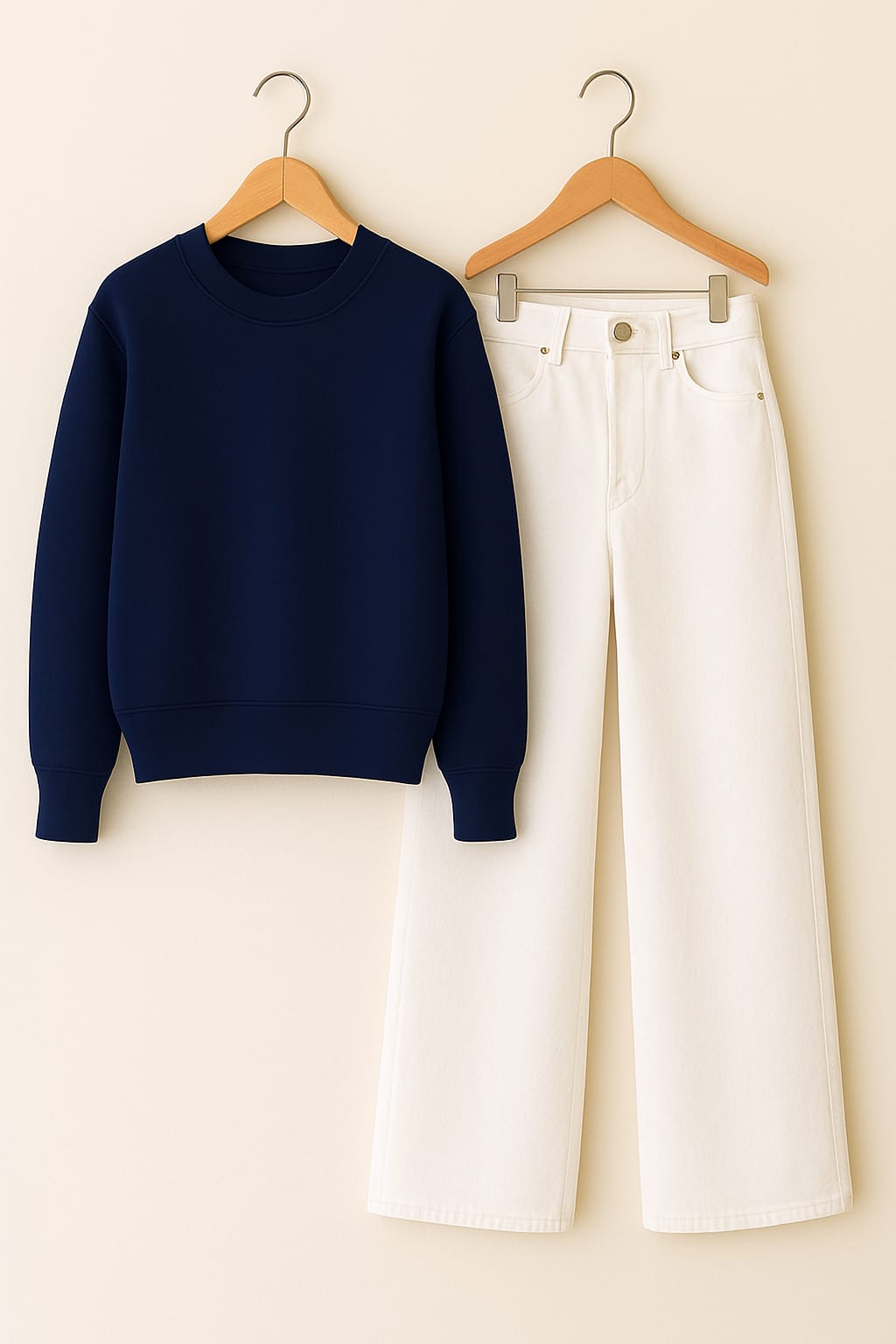Sweatshirt With White Wide Leg Jeans