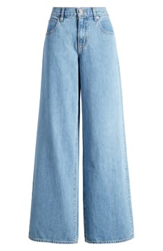 Wide-leg Denim Jeans-Classic Light Blue
